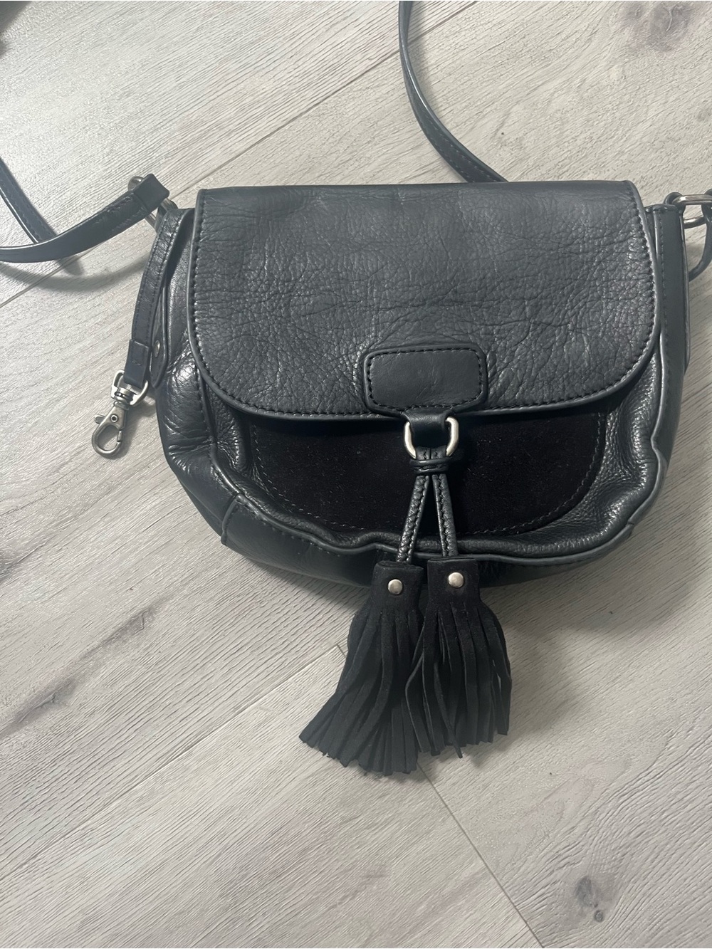 Frye Black Leather Crossbody with Tassel Detail - Picture 9 of 11